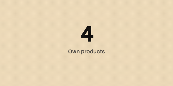 Key metrics: 4 own products, 90+ companies worked with, 5 years in digital, 7 months to build NovaSale
